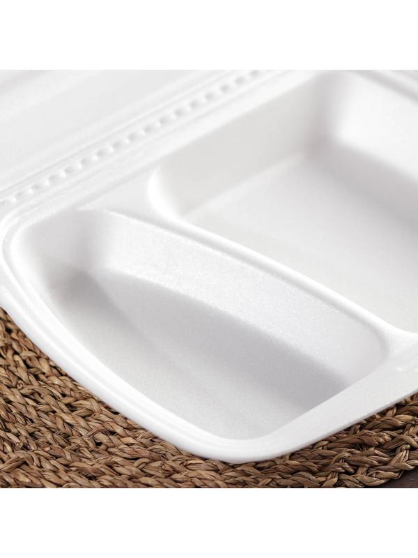 Ланч-бокс одноразовый, 24,7×20,6×7 см, 2 секции, цвет белый