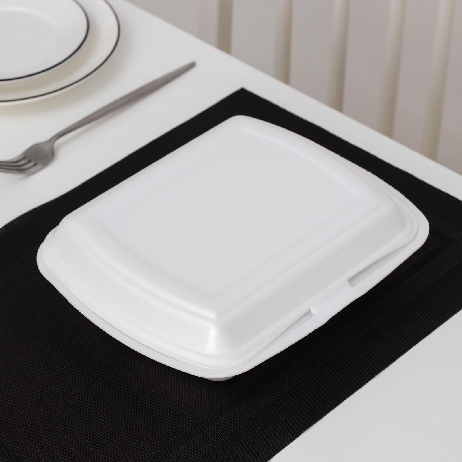 Ланч-бокс одноразовый, 24,7×20,6×7 см, 3 секции, цвет белый