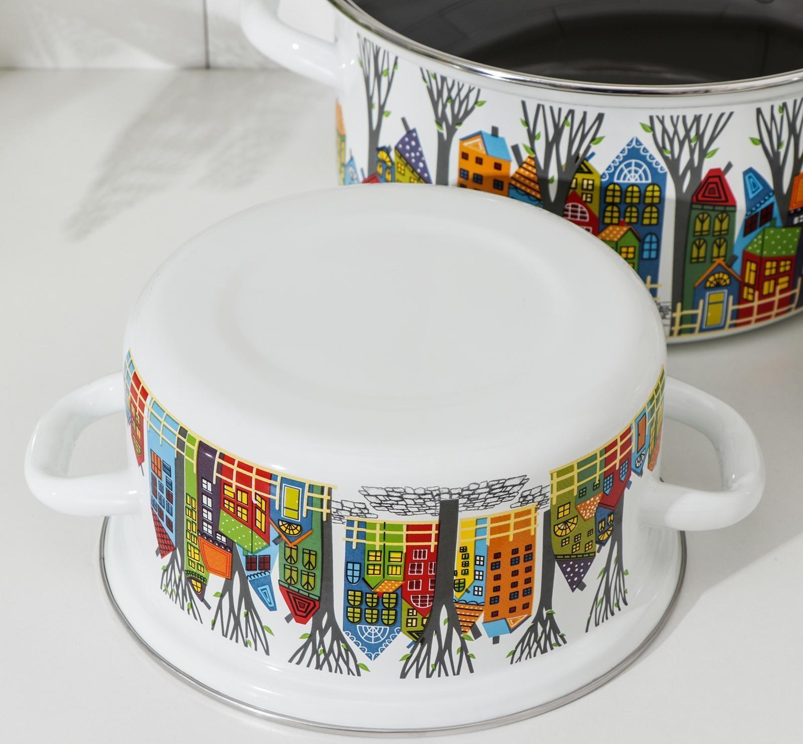 Набор посуды «Домики-1-Экстра», 3 предмета: 2,3 л, 3 л, 4 л, крышки, индукция