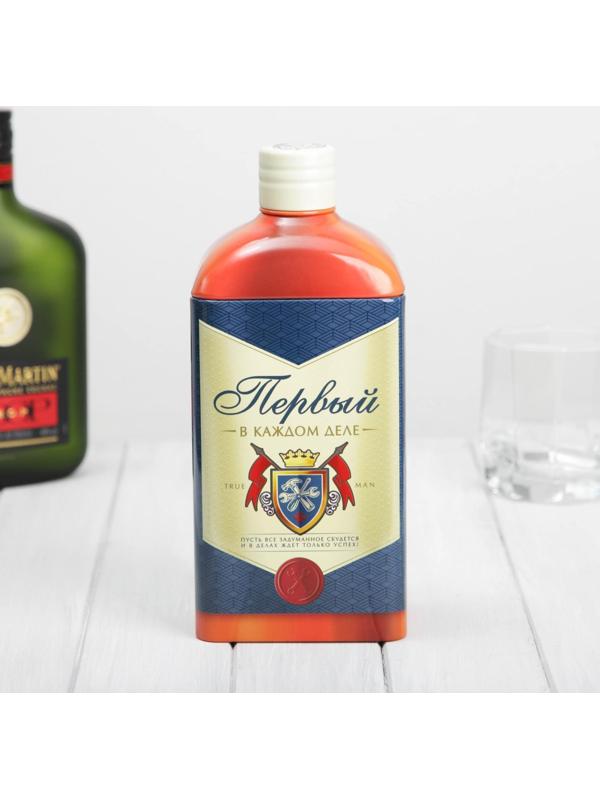 Коробка жестяная в форме бутылки под крепкий алкоголь «Первый»