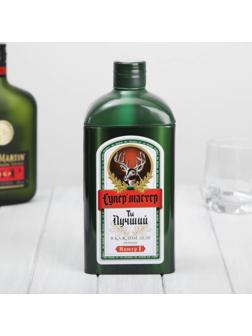 Коробка жестяная в форме бутылки под крепкий алкоголь «Супер мастер»
