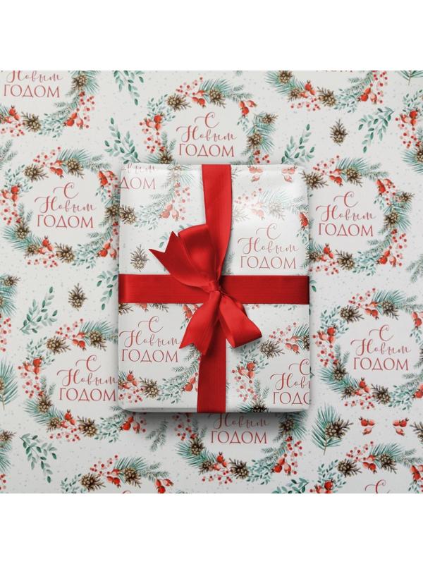 Бумага упаковочная глянцевая  «Венки»,  50 х 70 см / 10 шт.