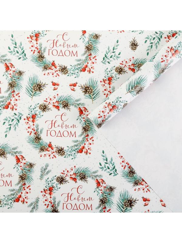 Бумага упаковочная глянцевая  «Венки»,  50 х 70 см / 10 шт.