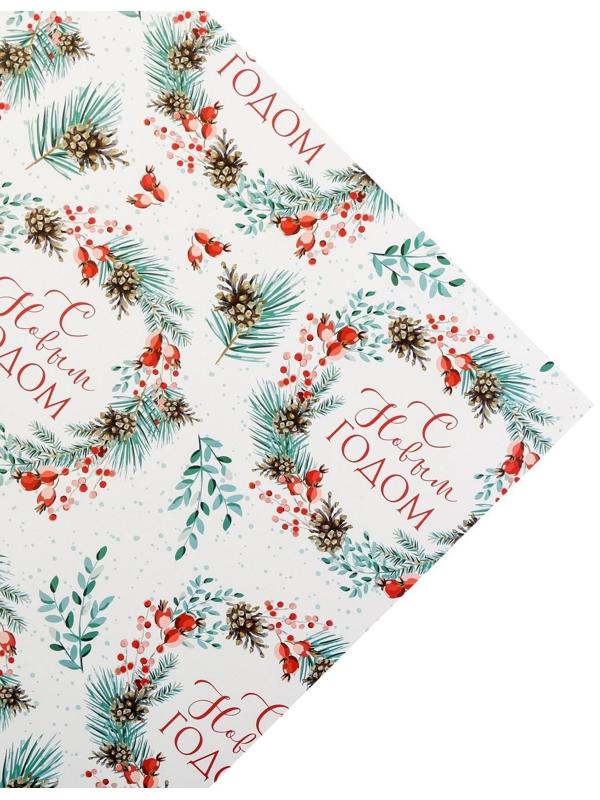 Бумага упаковочная глянцевая  «Венки»,  50 х 70 см / 10 шт.