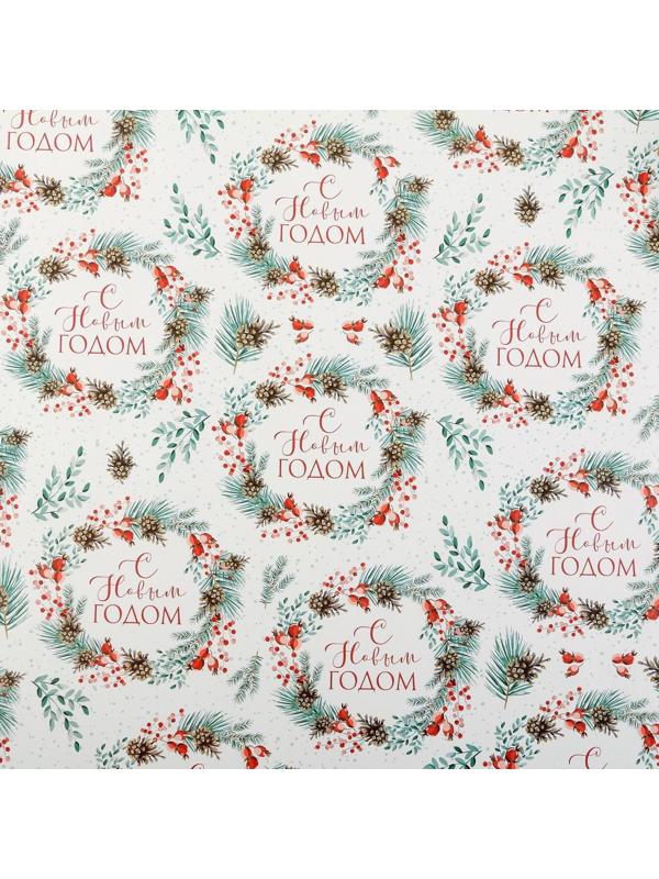 Бумага упаковочная глянцевая  «Венки»,  50 х 70 см / 10 шт.