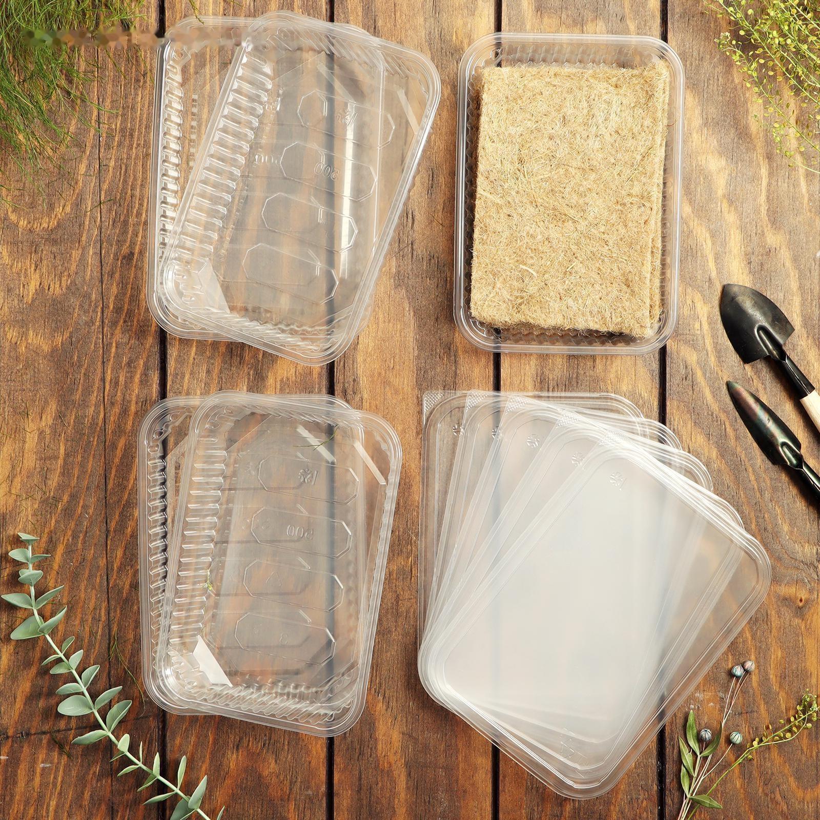 Набор джутовых ковриков для микрозелени 5 шт. с боксами 5 шт 