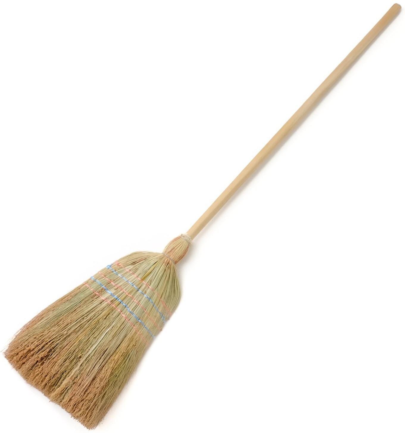 Метла узбекская из сорго с деревянной ручкой, 130-136 см, ручная работа