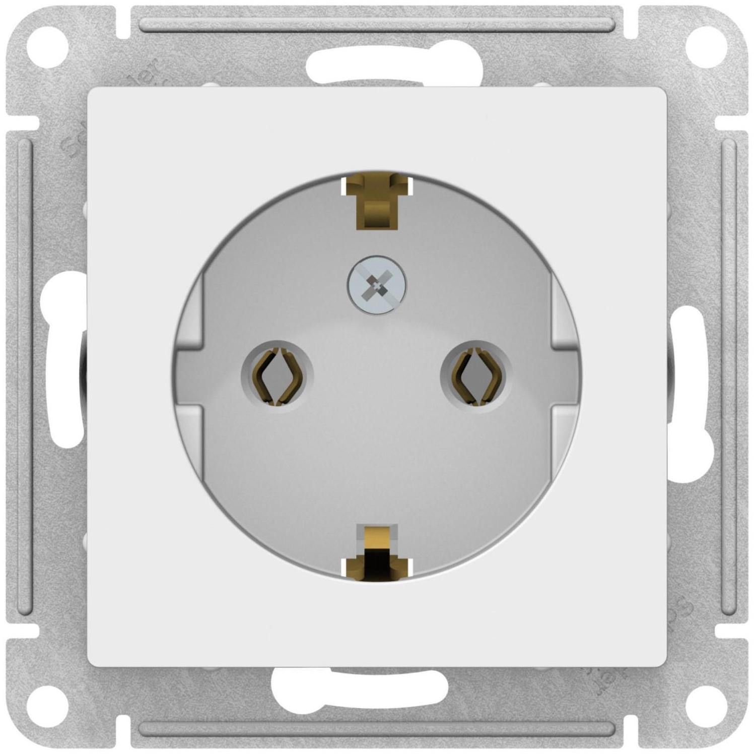 Розетка SE ATLASDESIGN, 16 А, 250 В, встраиваемая, с з/к, IP20, белая, ATN000143