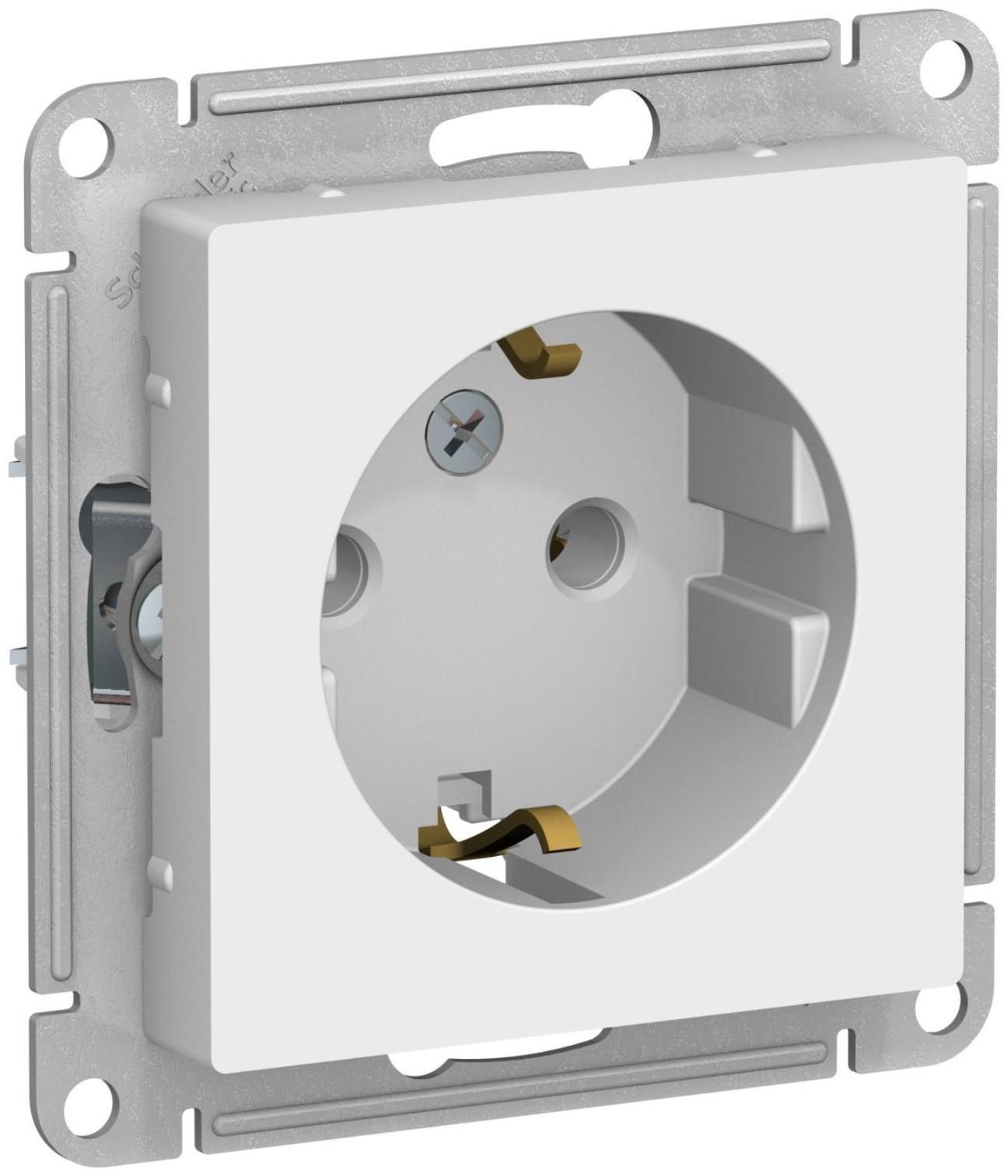 Розетка SE ATLASDESIGN, 16 А, 250 В, встраиваемая, с з/к, IP20, белая, ATN000143
