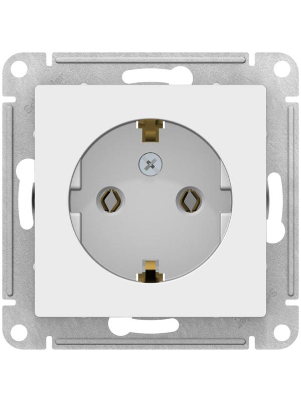 Розетка SE ATLASDESIGN, 16 А, 250 В, встраиваемая, с з/к, IP20, белая, ATN000143
