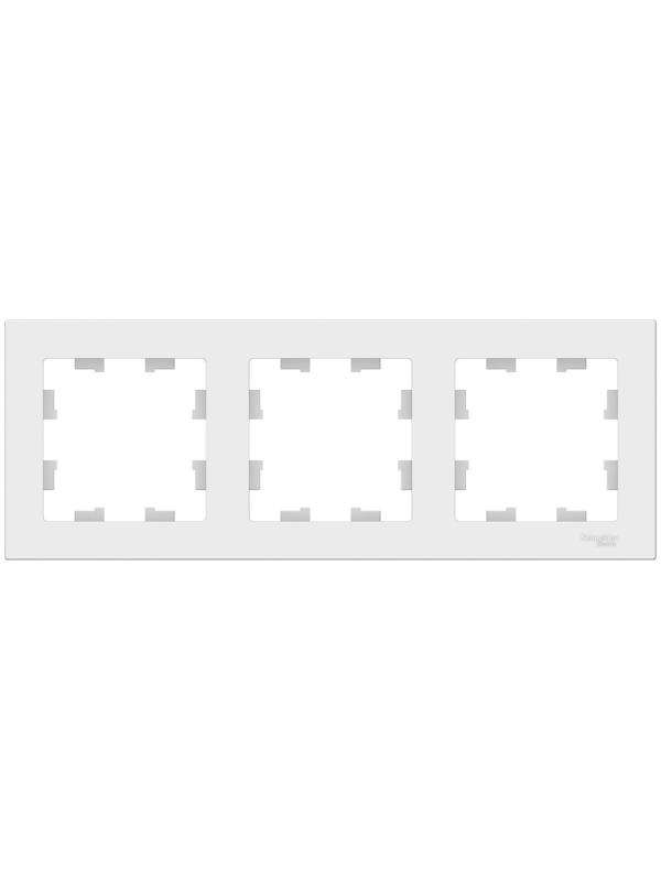 Рамка SE AtlasDesign, 3 поста, универсальная, белая, ATN000103