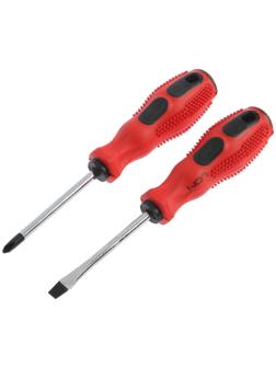 Набор отверток ЛОМ, магнит, двухкомпонентные рукоятки, PH2/SL6 х 75 мм, 2 шт.
