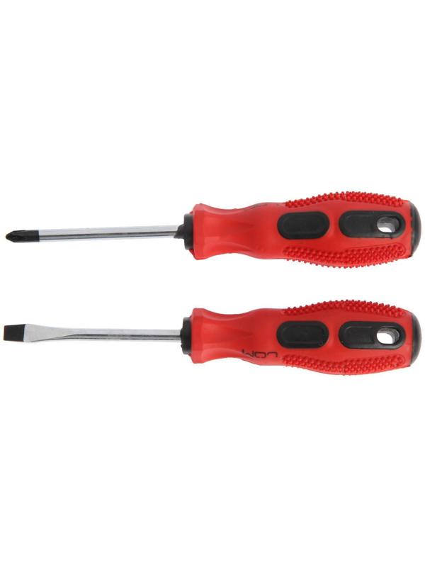Набор отверток ЛОМ, магнит, двухкомпонентные рукоятки, PH2/SL6 х 75 мм, 2 шт.