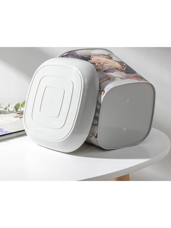 Горшок с поддоном «Мрамор», 3,7 л, цвет светло-серый