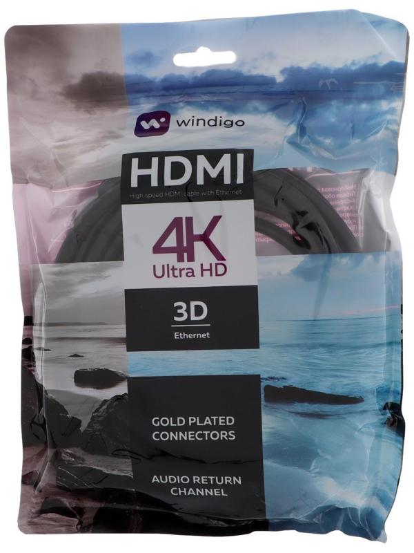 Кабель HDMI Windigo, HDMI(m)-HDMI(m), v 1.4, 5 м, позолоченные разъемы, 3D, 4K, черный