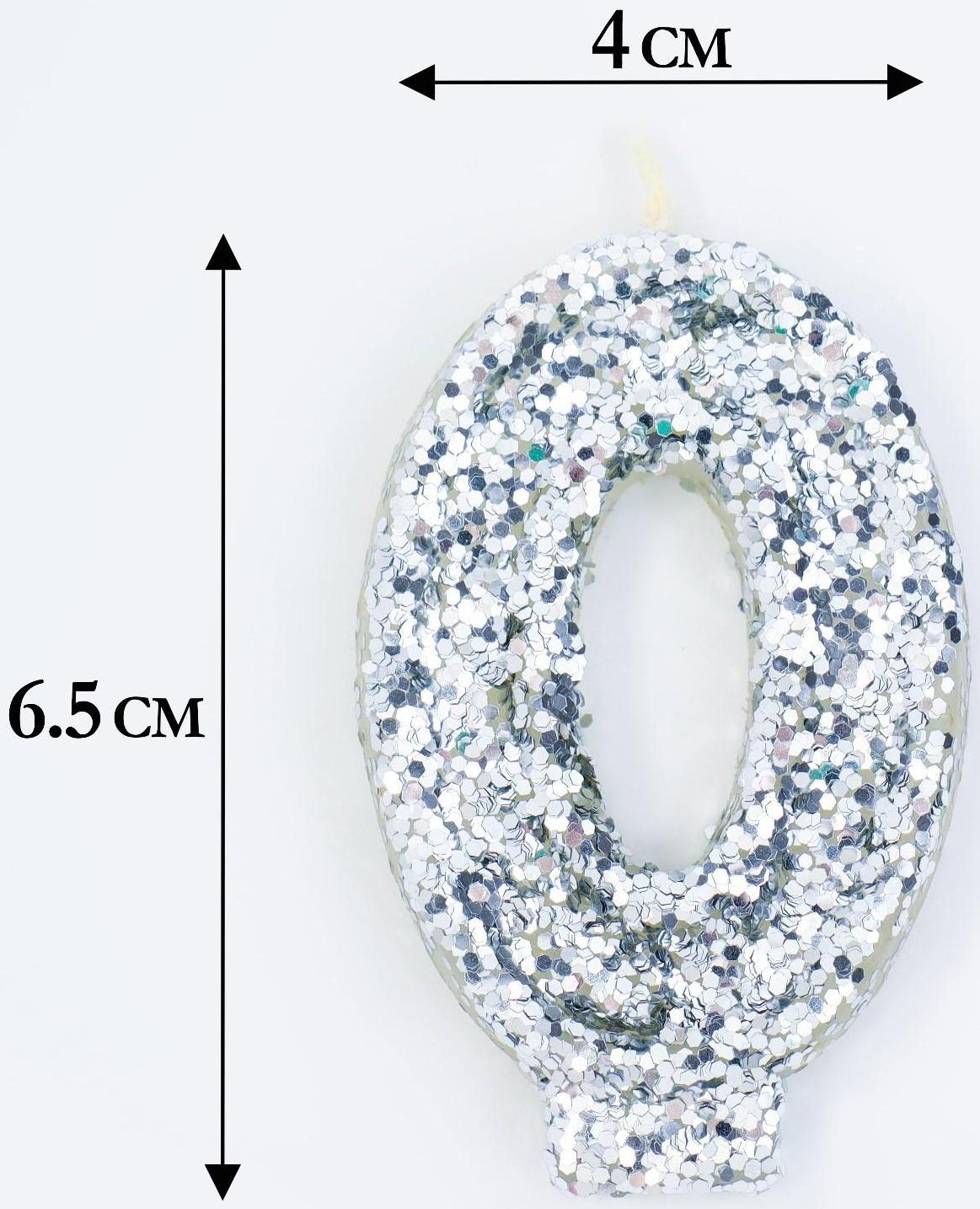 Свеча в торт «Блестки», цифра 