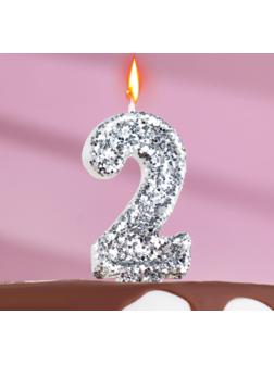 Свеча в торт «Блестки», цифра 