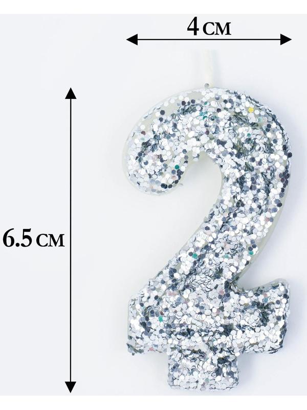 Свеча в торт «Блестки», цифра 