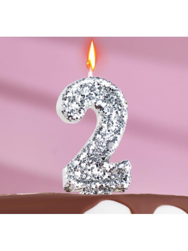 Свеча в торт «Блестки», цифра 