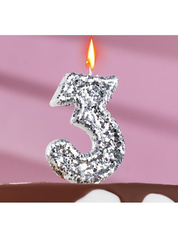 Свеча в торт «Блестки», цифра 