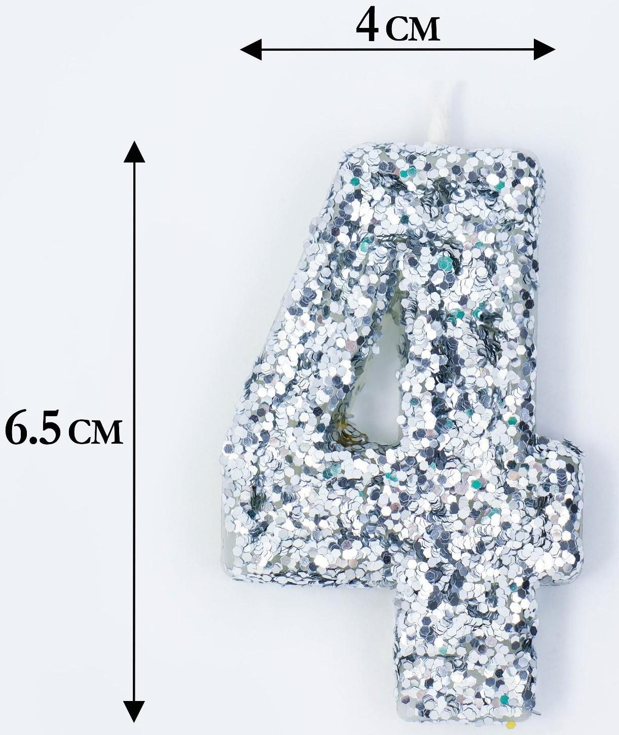 Свеча в торт «Блестки», цифра 