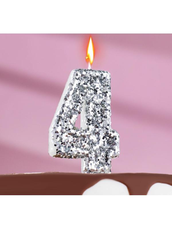 Свеча в торт «Блестки», цифра 