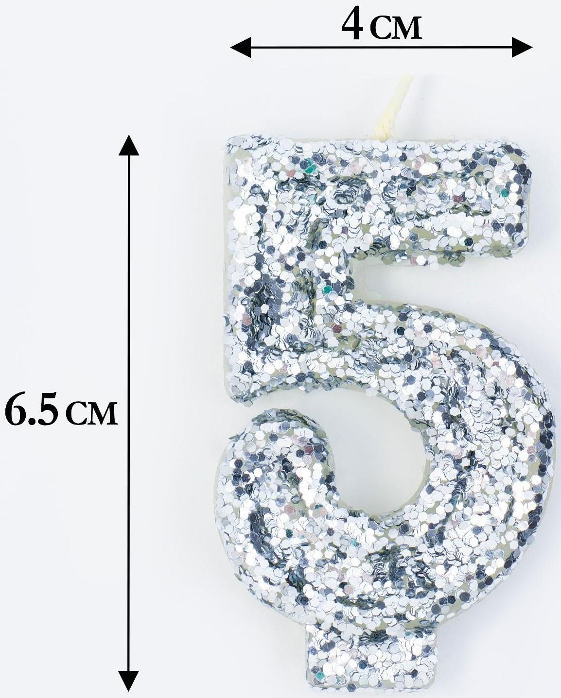 Свеча в торт «Блестки», цифра 