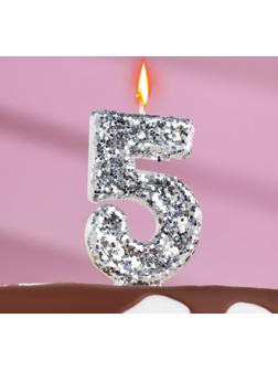 Свеча в торт «Блестки», цифра 