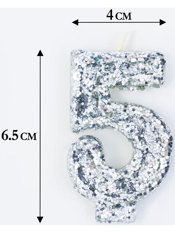 Свеча в торт «Блестки», цифра 