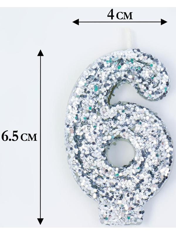 Свеча в торт «Блестки», цифра 