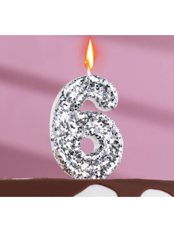 Свеча в торт «Блестки», цифра 