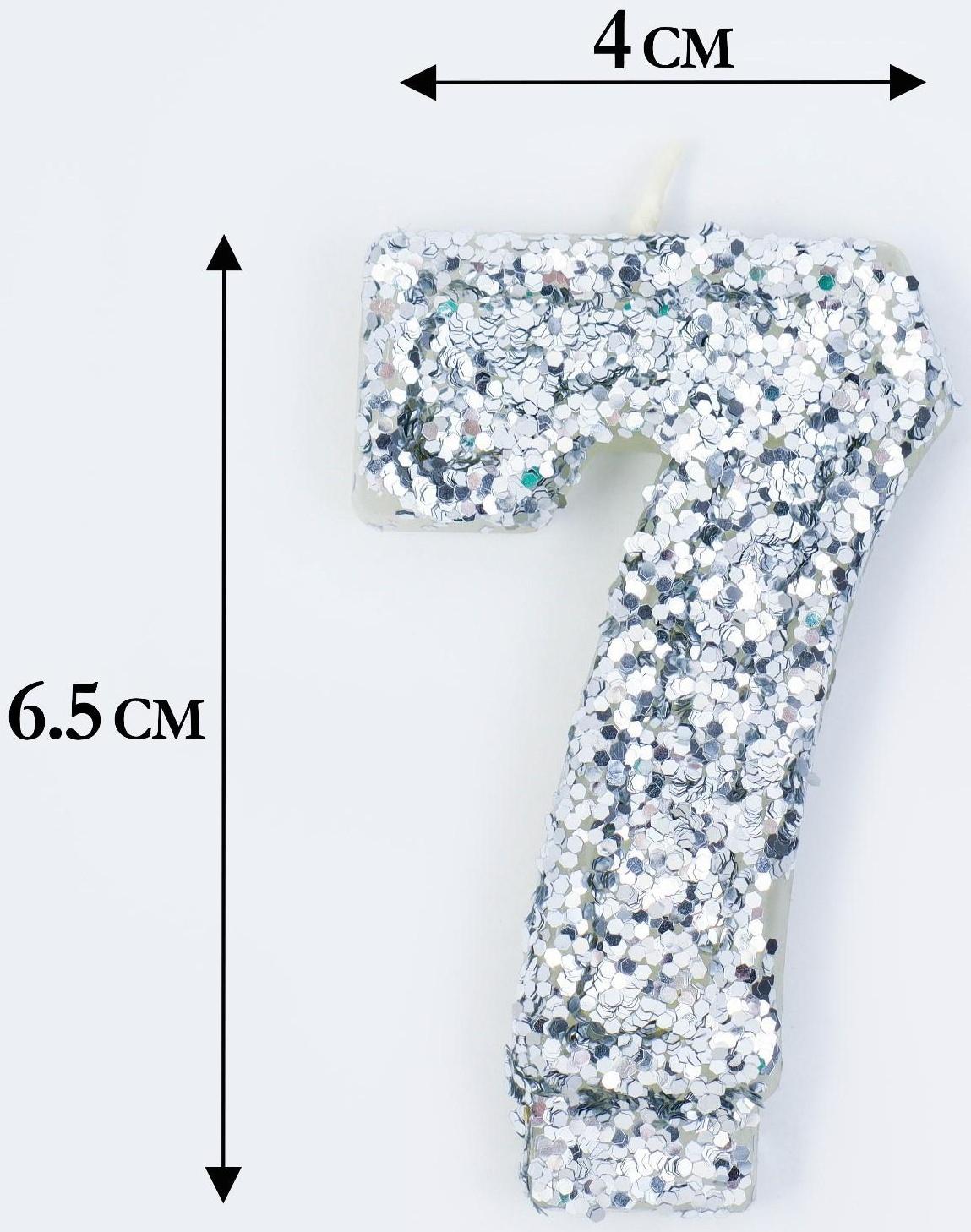 Свеча в торт «Блестки», цифра 