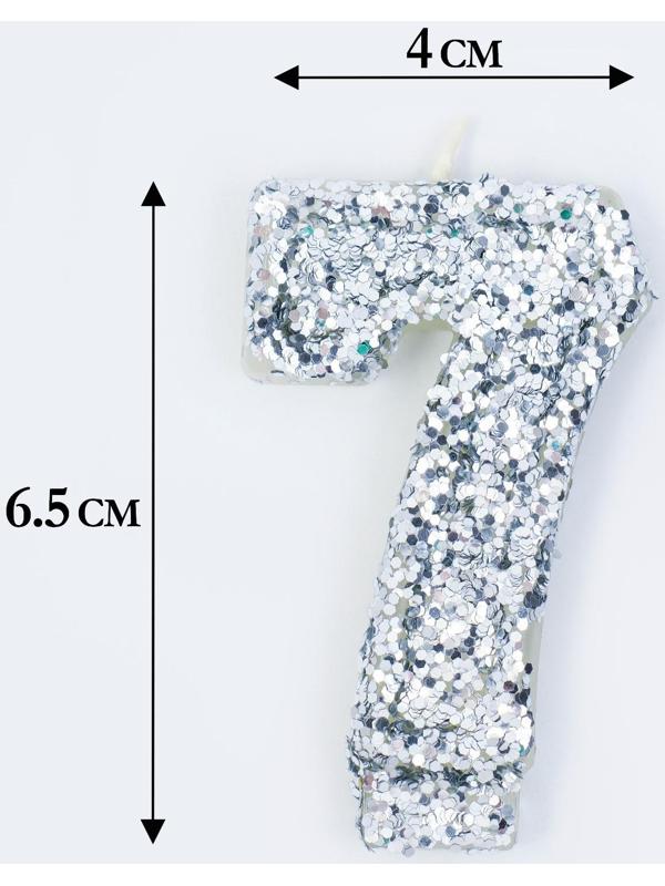 Свеча в торт «Блестки», цифра 