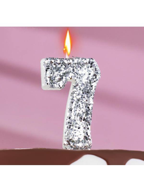 Свеча в торт «Блестки», цифра 