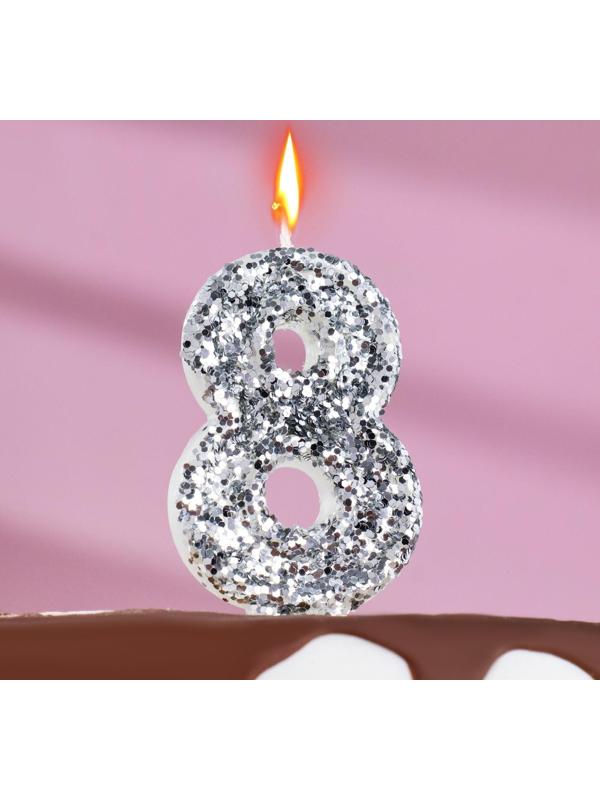Свеча в торт «Блестки», цифра 