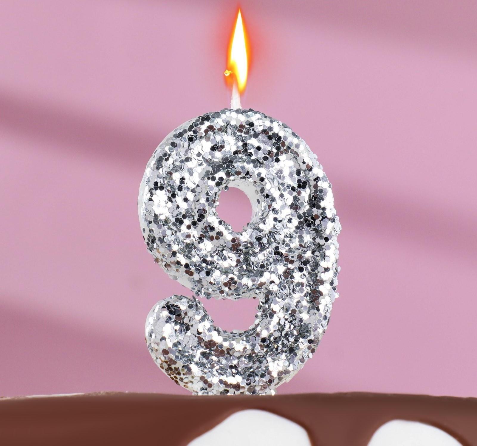 Свеча в торт «Блестки», цифра 