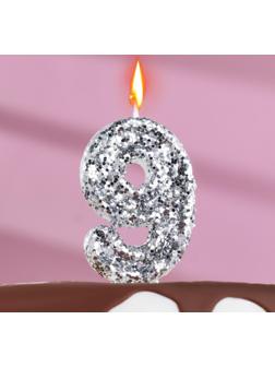 Свеча в торт «Блестки», цифра 