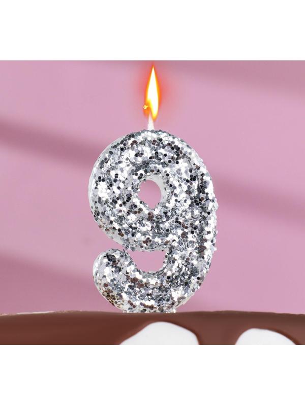 Свеча в торт «Блестки», цифра 