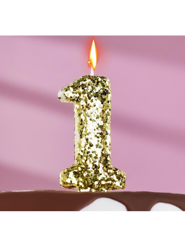 Свеча в торт «Блестки», цифра 