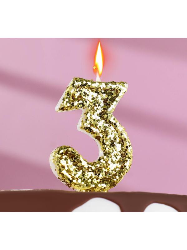 Свеча в торт «Блестки», цифра 