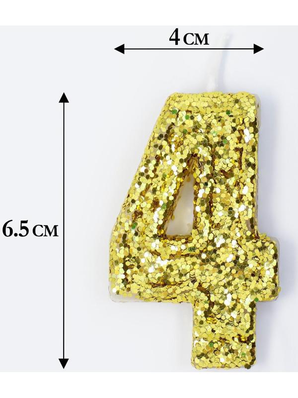 Свеча в торт «Блестки», цифра 