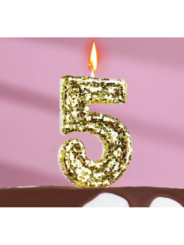 Свеча в торт «Блестки», цифра 