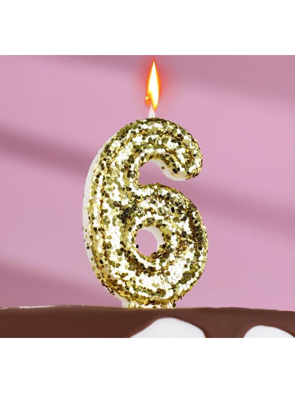 Свеча в торт «Блестки», цифра 