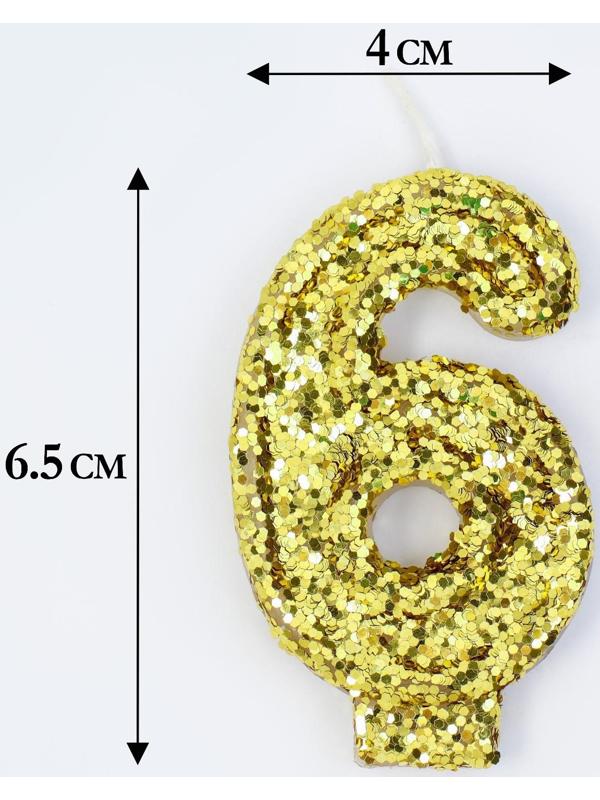 Свеча в торт «Блестки», цифра 