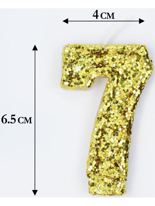 Свеча в торт «Блестки», цифра 