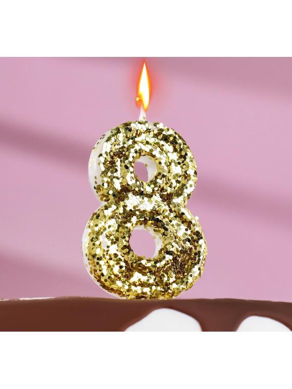 Свеча в торт «Блестки», цифра 