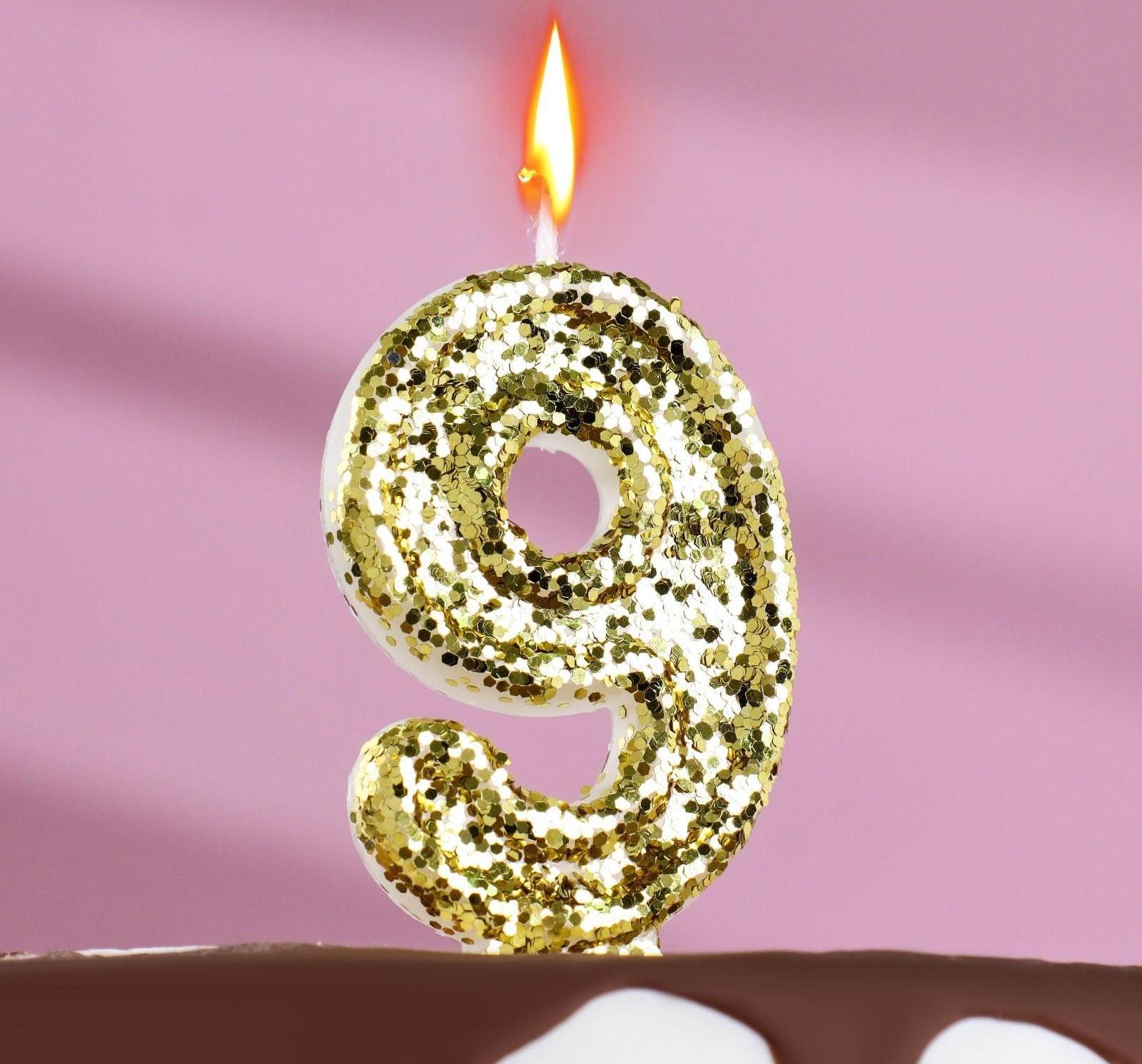 Свеча в торт «Блестки», цифра 