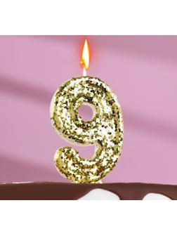 Свеча в торт «Блестки», цифра 