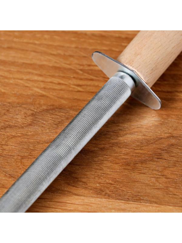 Точилка для ножей, мусат, с деревянной ручкой, 30 см