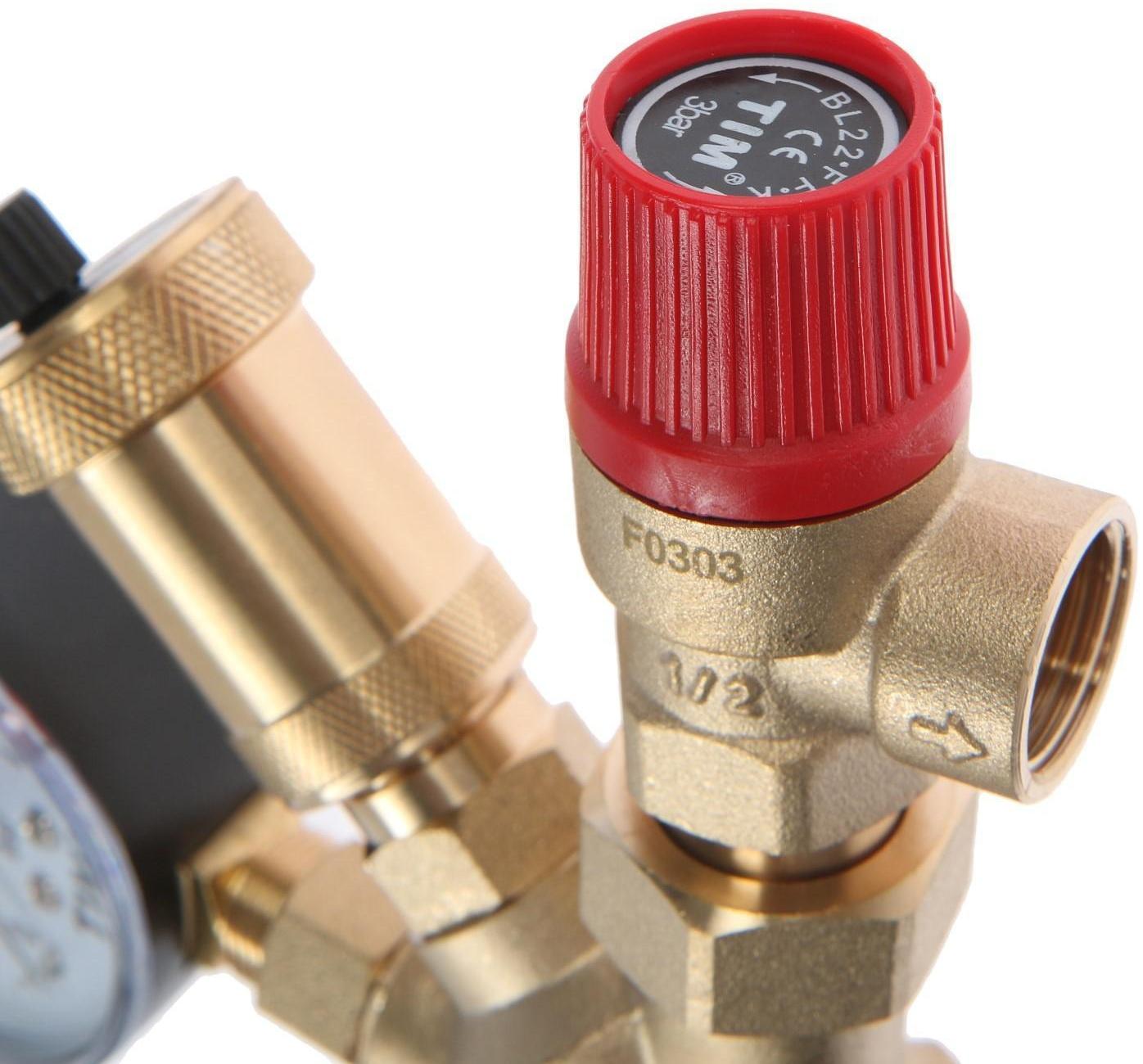 Группа безопасности TIM МИНИ JH1024-3, для котлов отопления, 1